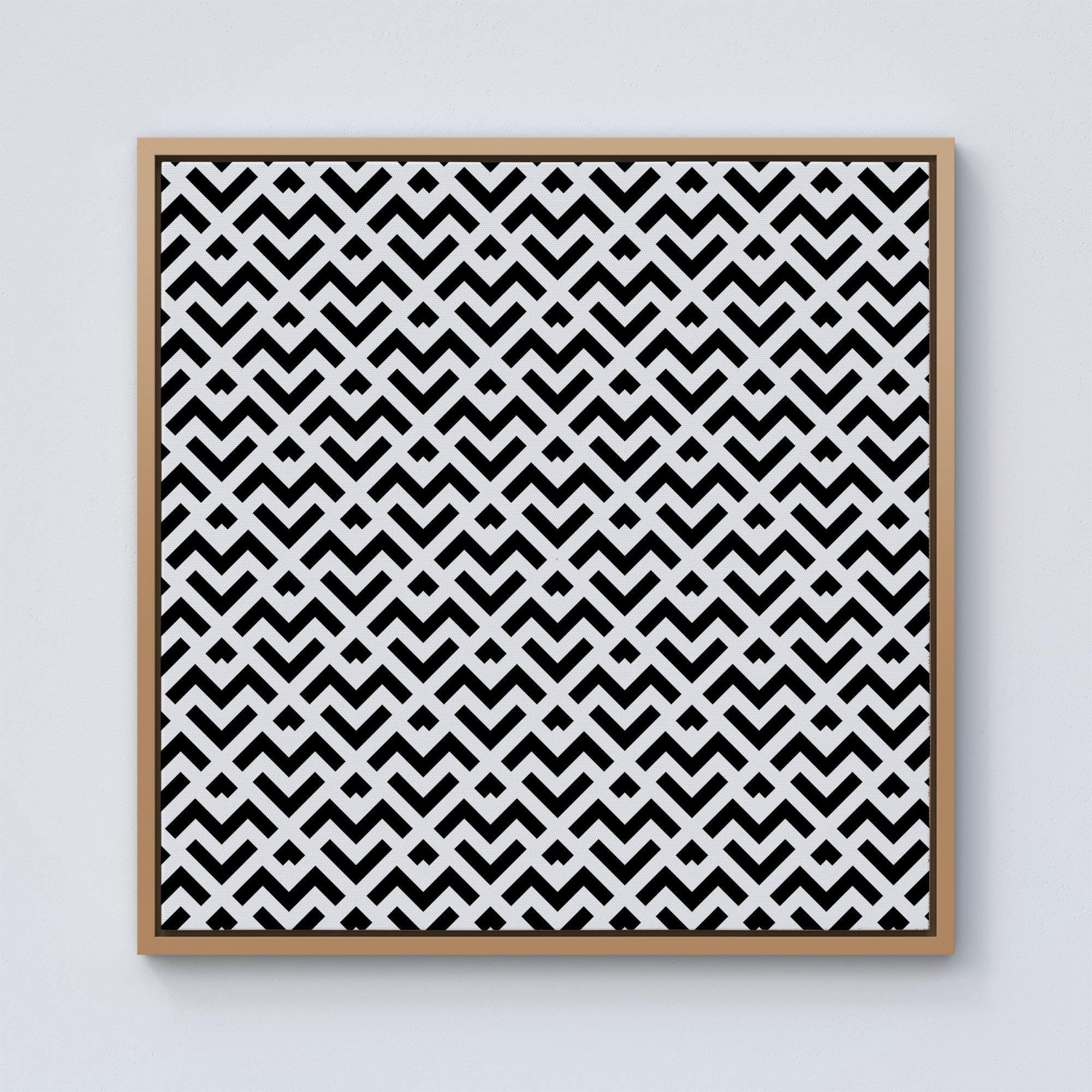 Black And White Abstract Pattern Framed Canvas